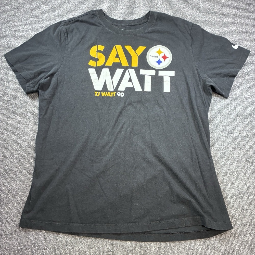Nike Pittsburgh Steelers TJ Watt 90 Say Watt T Shirt Mens XL Black NFL Football